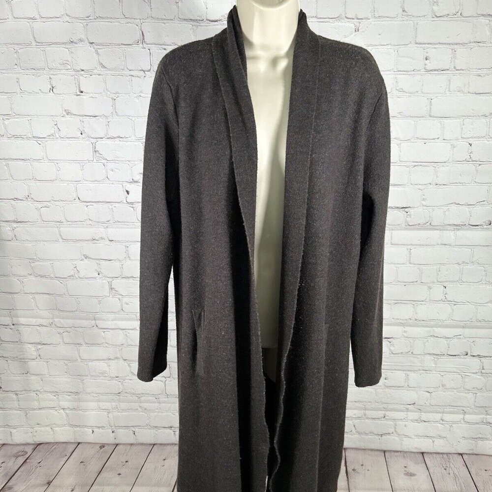 Patrizia Luca Milano Dark Brown Long Knit Sweater Cardigan W/ Pockets Size S
